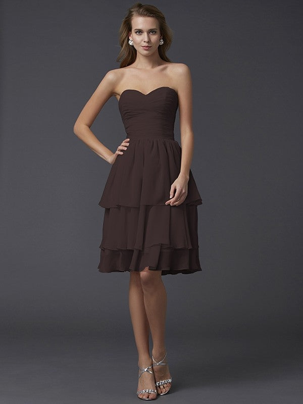 Sheath/Column Sweetheart Sleeveless Short Chiffon Bridesmaid Dresses CICIP0005867