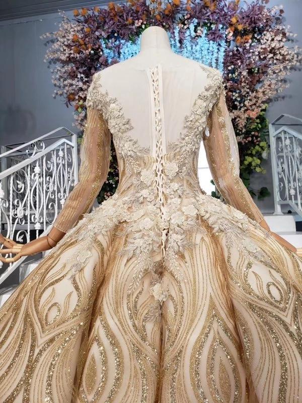 Stunning Ball Gown Long Sleeves Prom Dress, Pretty Long Sleeve Quinceanera Dresses N2244