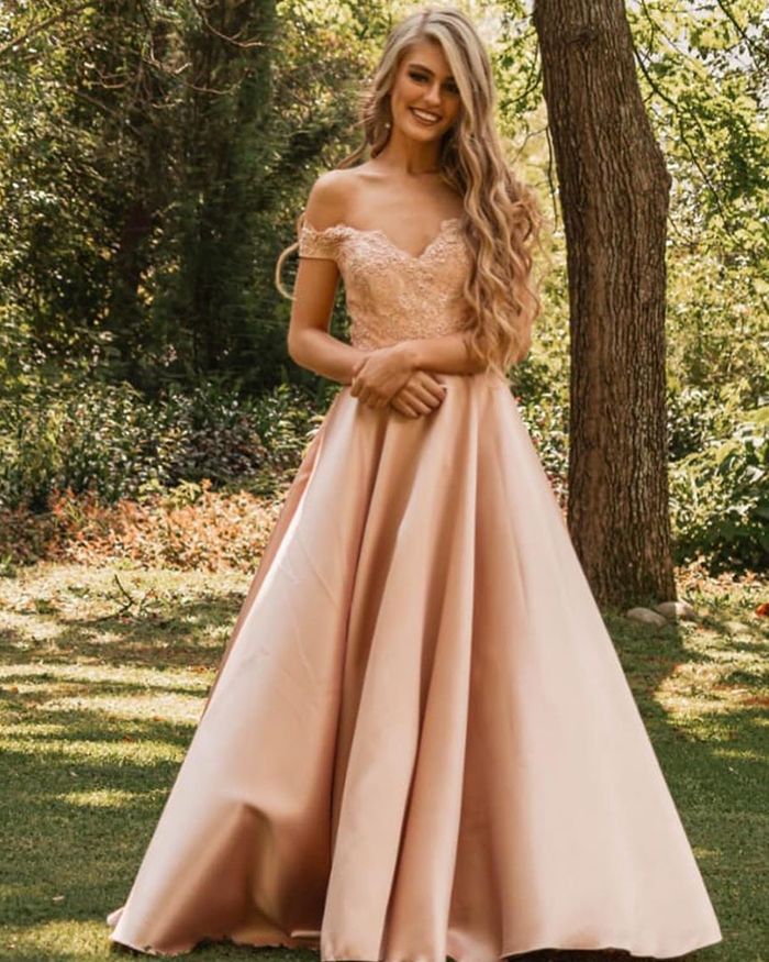 Off Shoulder Blush Pink Satin Sweetheart A Line Prom Dresses