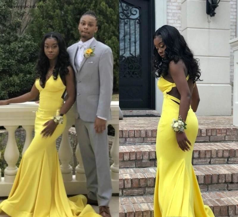 Daffodil Satin Long Sweetheart Backless Mermaid Prom Dresses