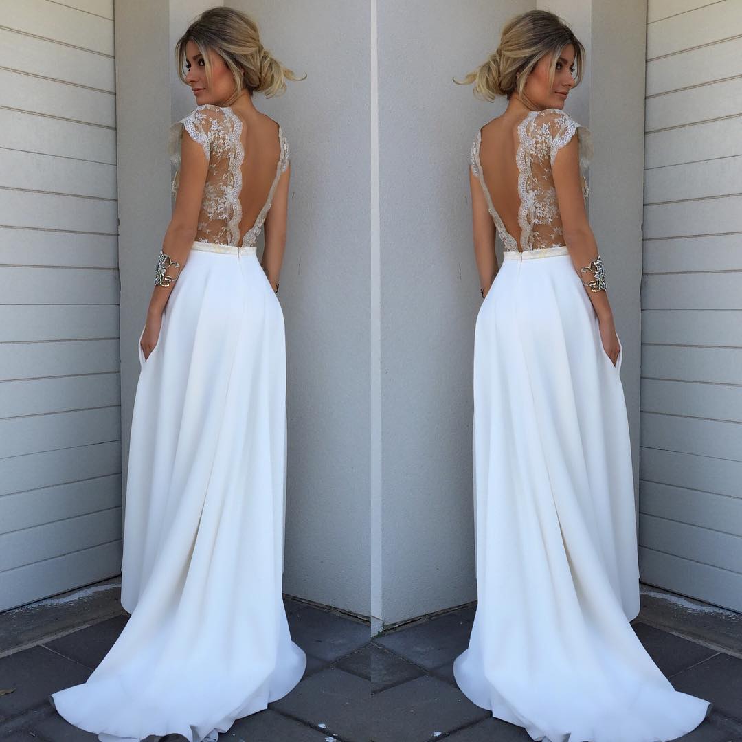 A Line High Low Satin See Through 2024 Wedding Dresses