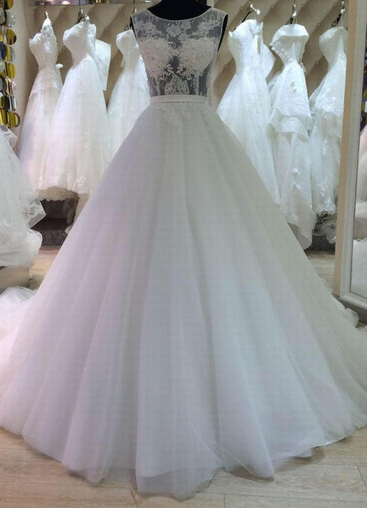 2024 New A Line Tulle Sweetheart Wedding Dresses