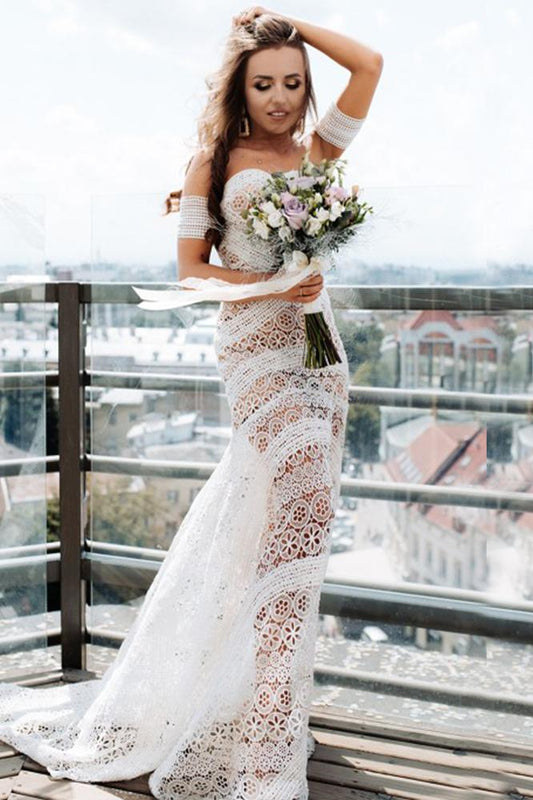 Sexy Sweetheart Neck Lace Bridal Dress Beach Wedding Dresses, Sexy Boho Bridal Dress N2267